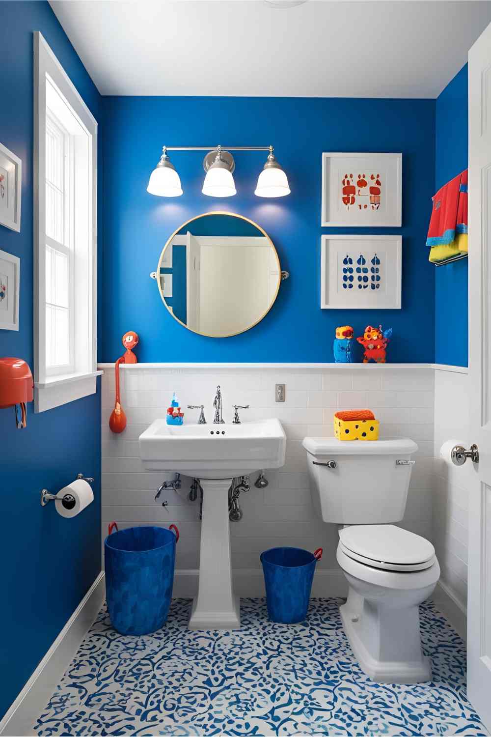 6 Refreshing and Cool Kids' Bathroom Ideas with Blue Walls