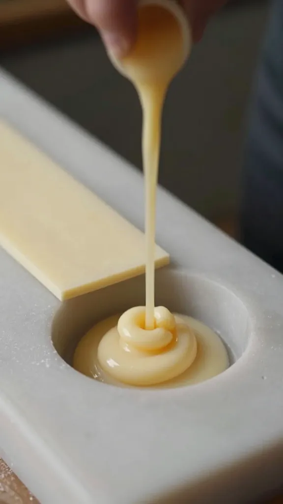closeup of pulp being poured into a mold and deckle