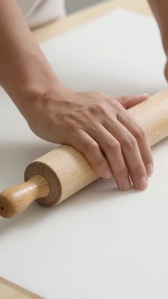 closeup of a rolling pin pressing wet paper on a screen