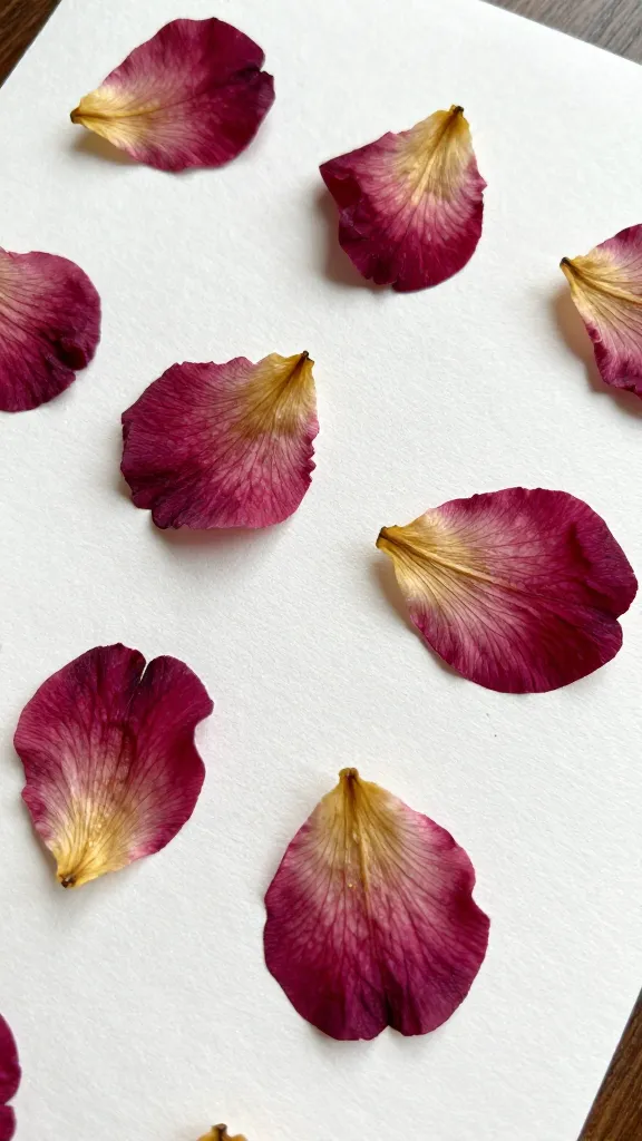 closeup of dried flower petals on pressed handmade sheet