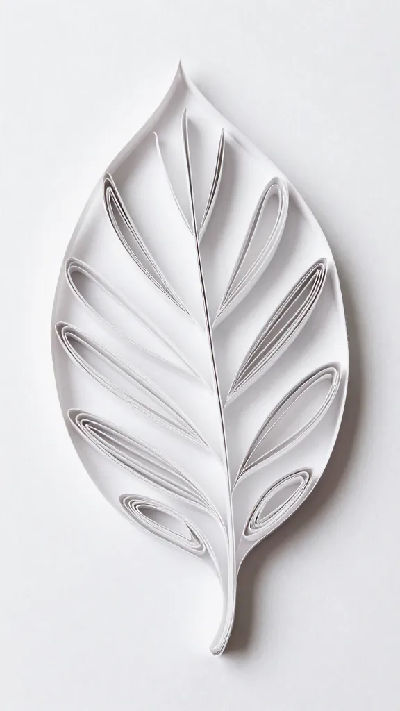 closeup of a single quilled paper leaf detail
