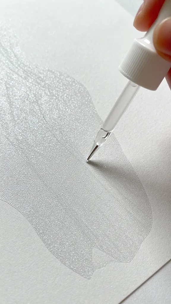 Closeup of a glittery paper craft being sealed with clear matte spray