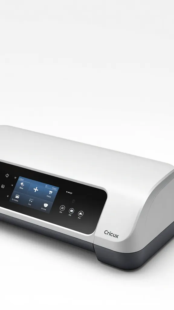 Studio shot of a single Cricut machine control panel with bright UI