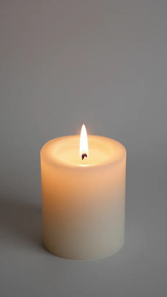 Focused image of a single shell candle glow against neutral background