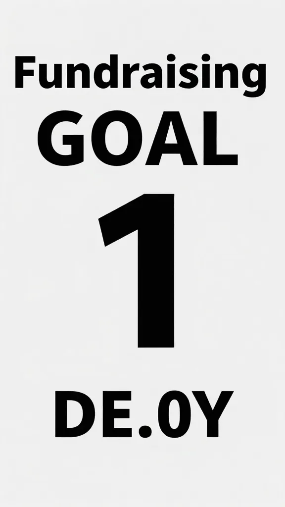 Closeup of a crisp fundraising goal poster with a single, bold target amount and deadline