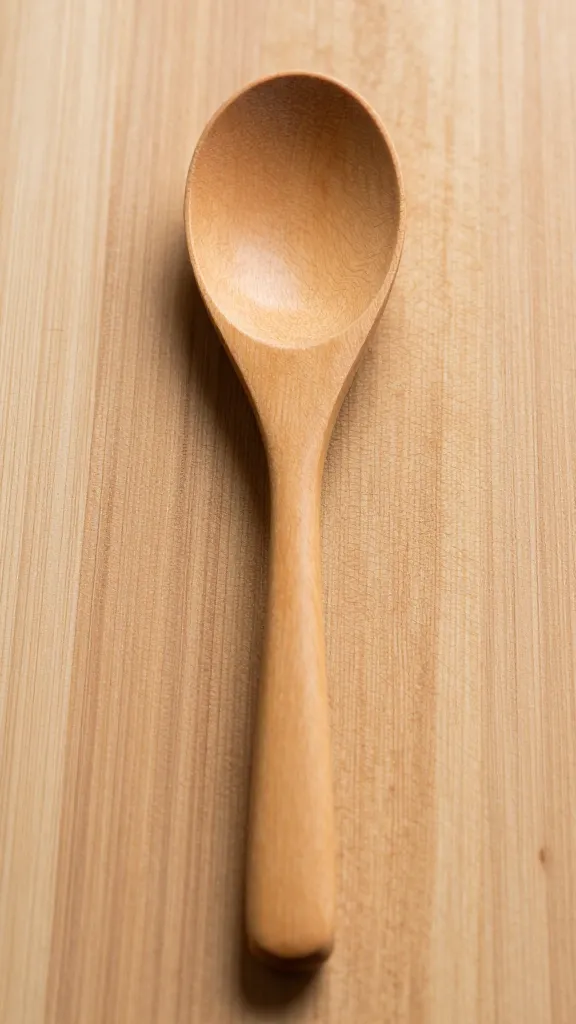 Closeup of a personalized wooden spoon set on a wood cutting board