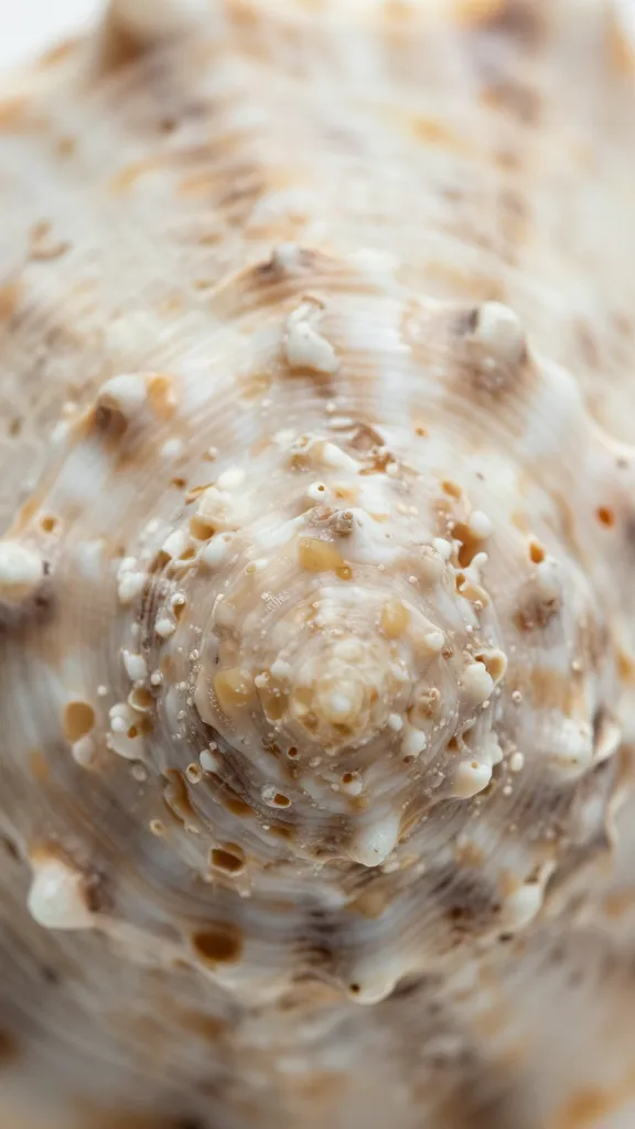 closeup real seashell with micro-imperfections on textured surface