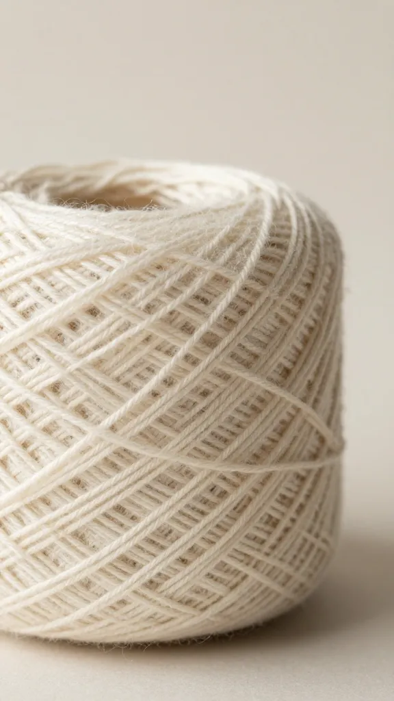 Closeup of a single skein of soft yarn with fuzz on a neutral background