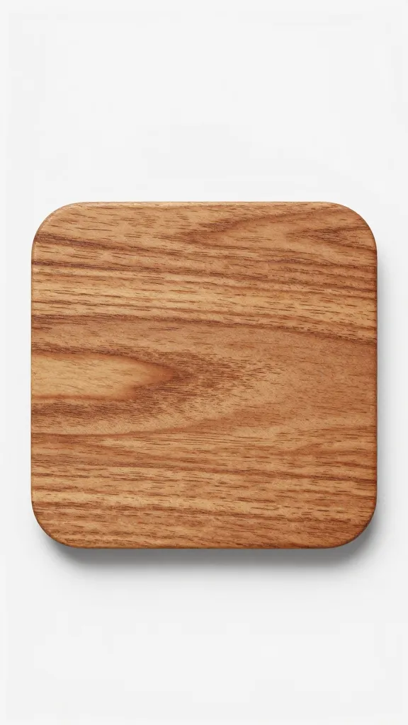 single wood-burnished coaster with subtle grain detail