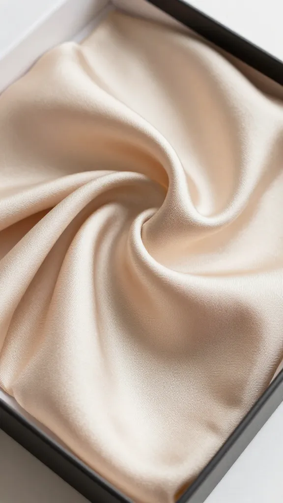 closeup of textured silk fabric scrap in a small shoebox