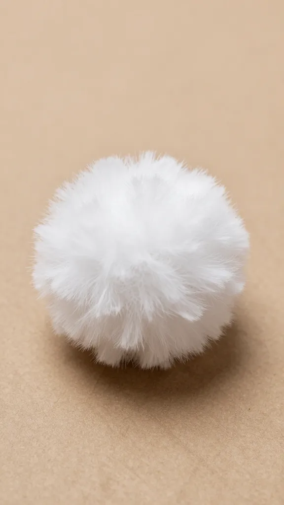 closeup of a single tissue paper pom-pom resting on cardboard