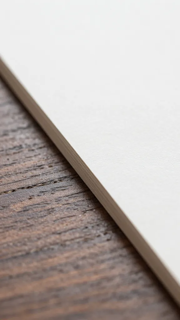macro shot of a pre-scored cardstock edge on a craft table