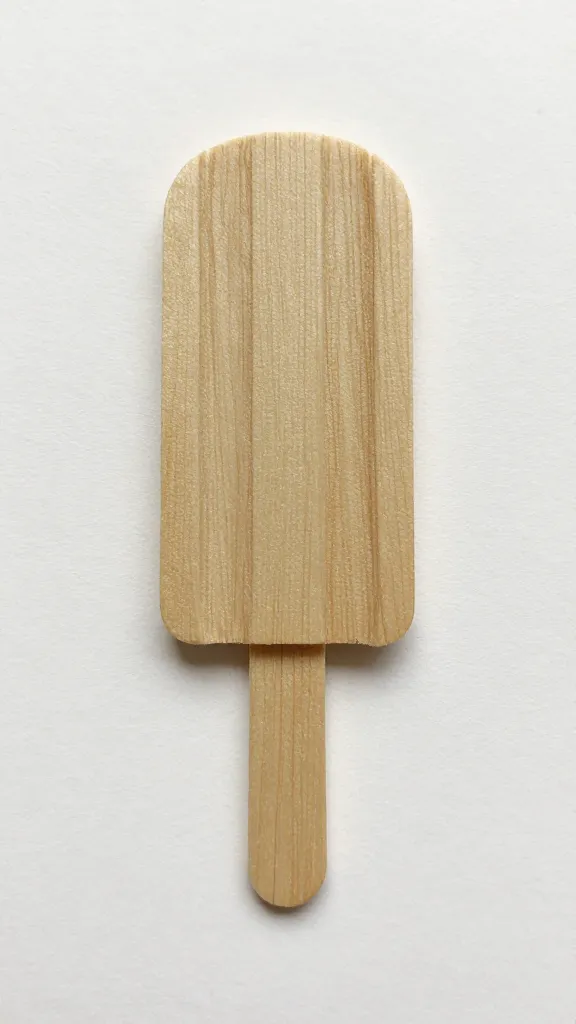 closeup of a single popsicle-stick character glued to a card