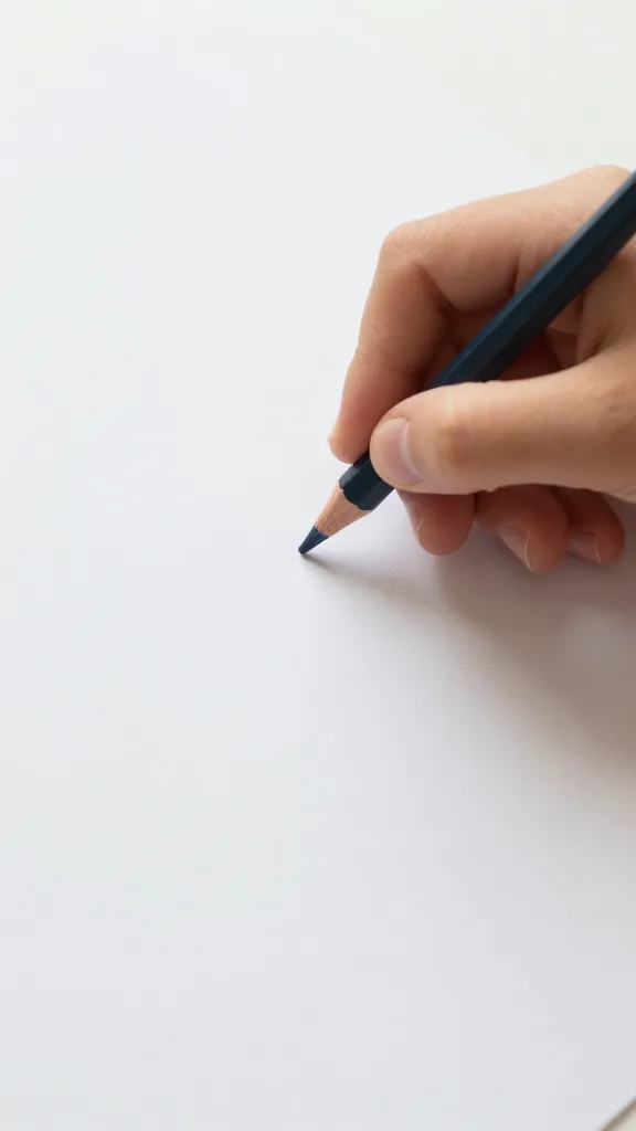 Closeup of a child’s hand drawing with colored pencils on blank white paper